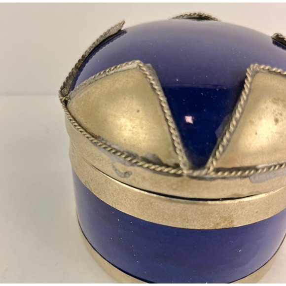 Cobalt Blue Glazed Terra Cotta Moroccan Safi Pottery Container Jar - Picture 3 of 7